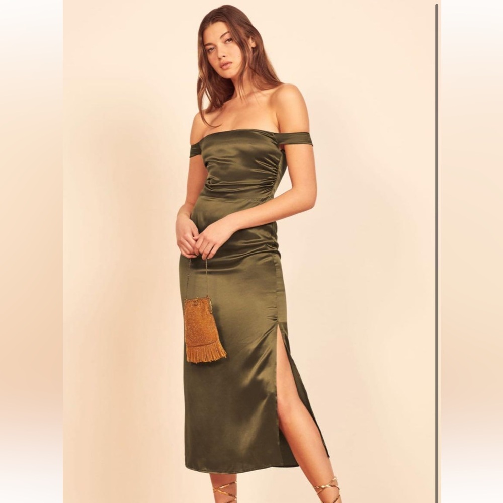 Reformation Champagne Dress in Army